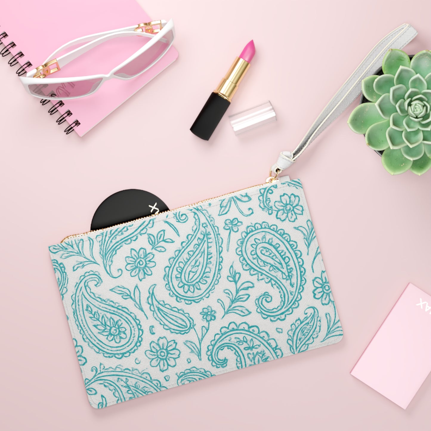 Blue Paisley Clutch Bag