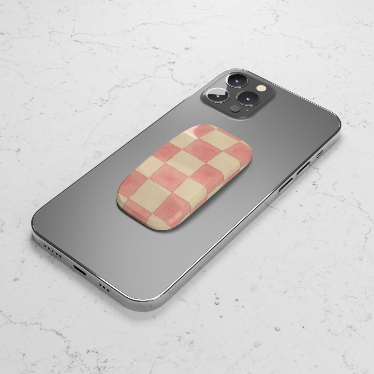Pink Checkered Phone Grip/Stand