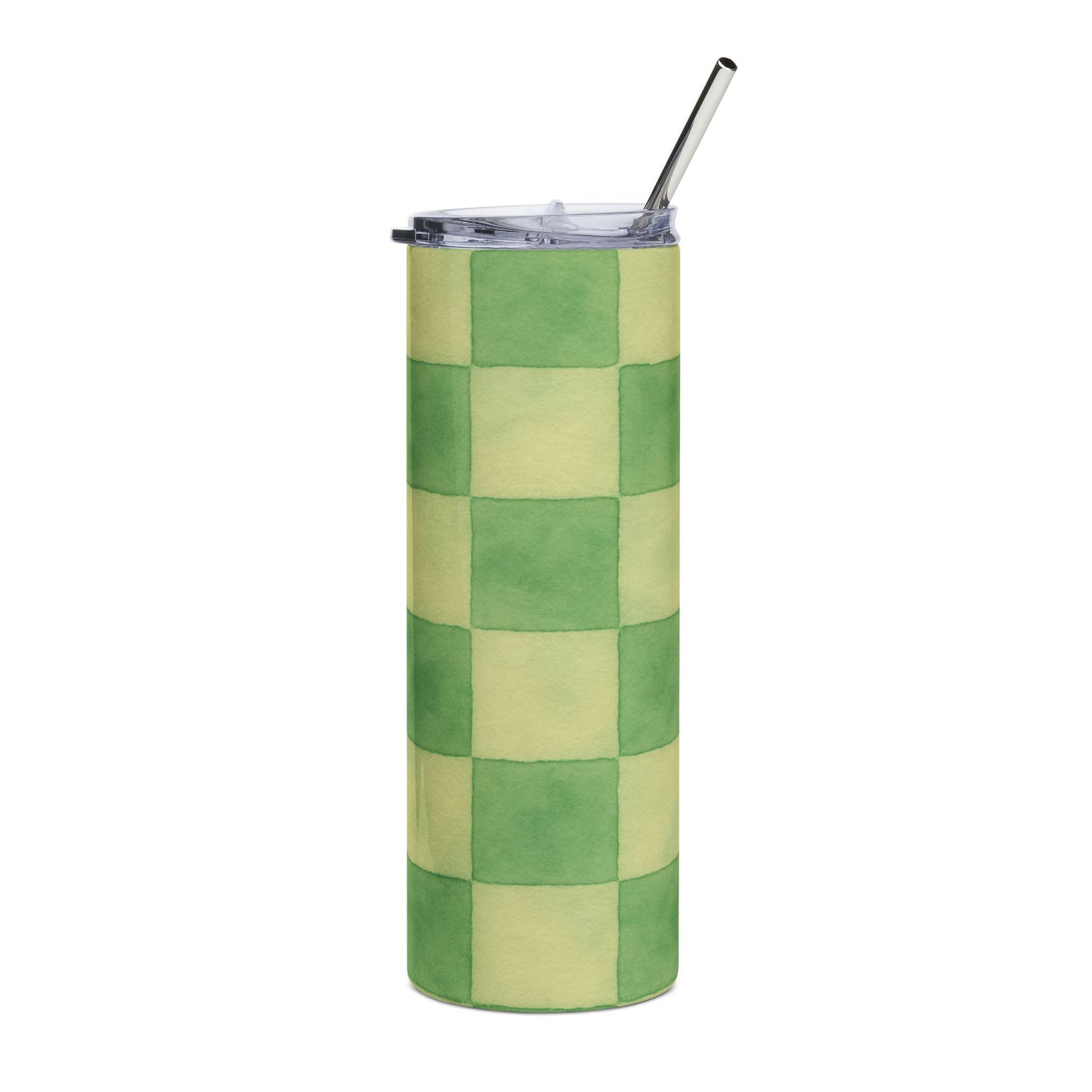 Green Checkered Stainless Steel Tumbler