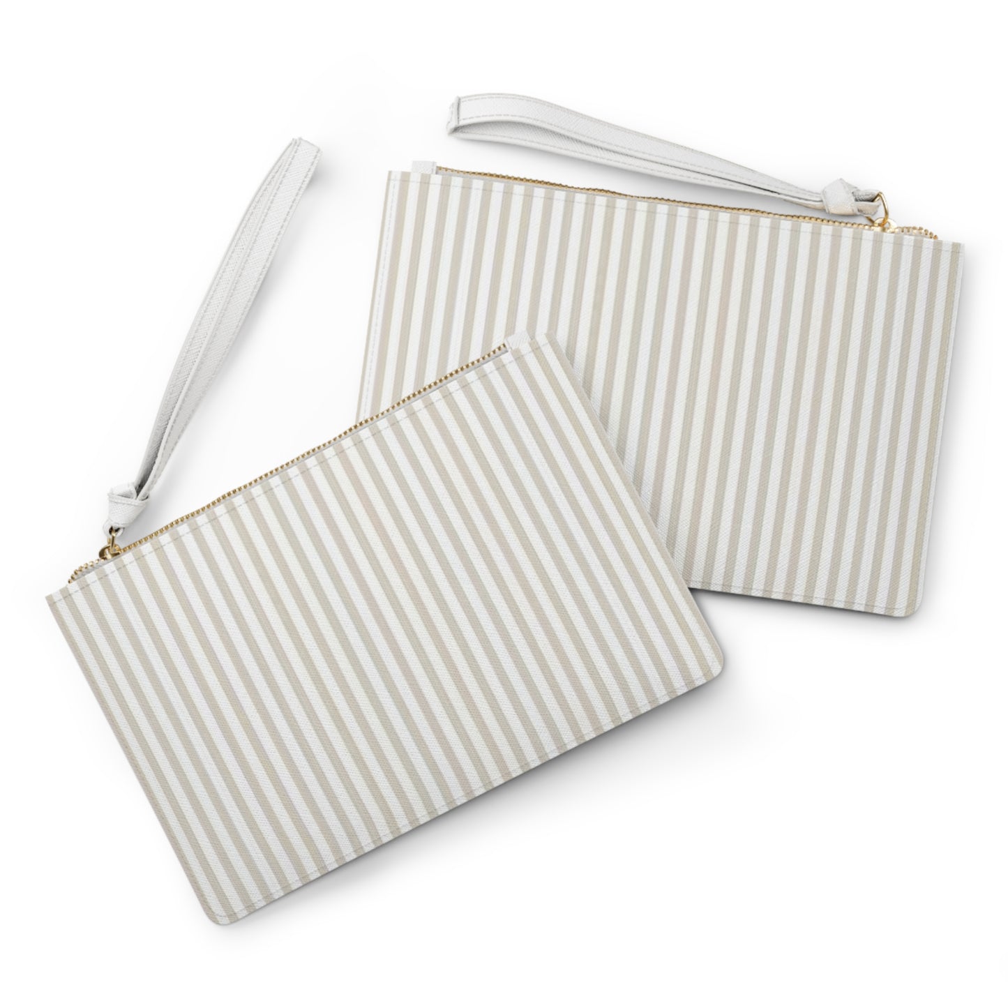 Beige Striped Clutch Bag