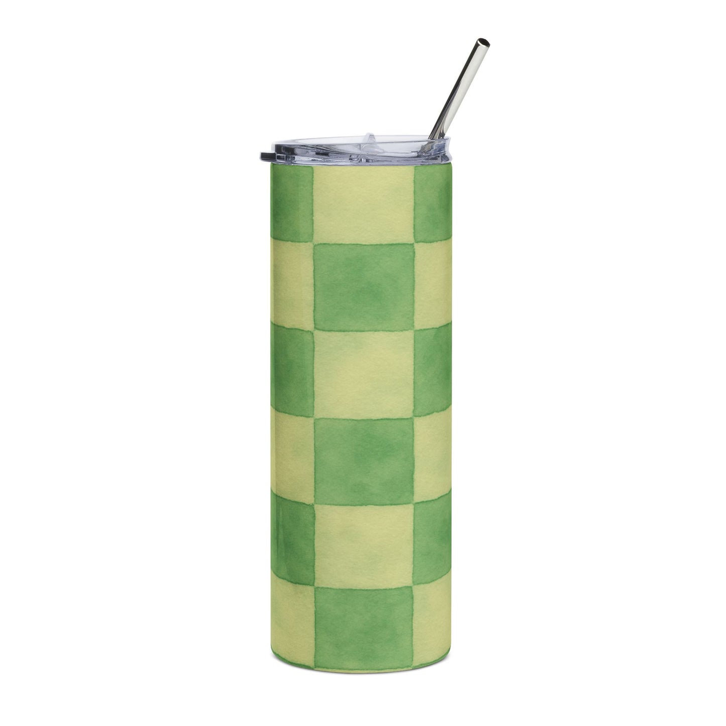 Green Checkered Stainless Steel Tumbler
