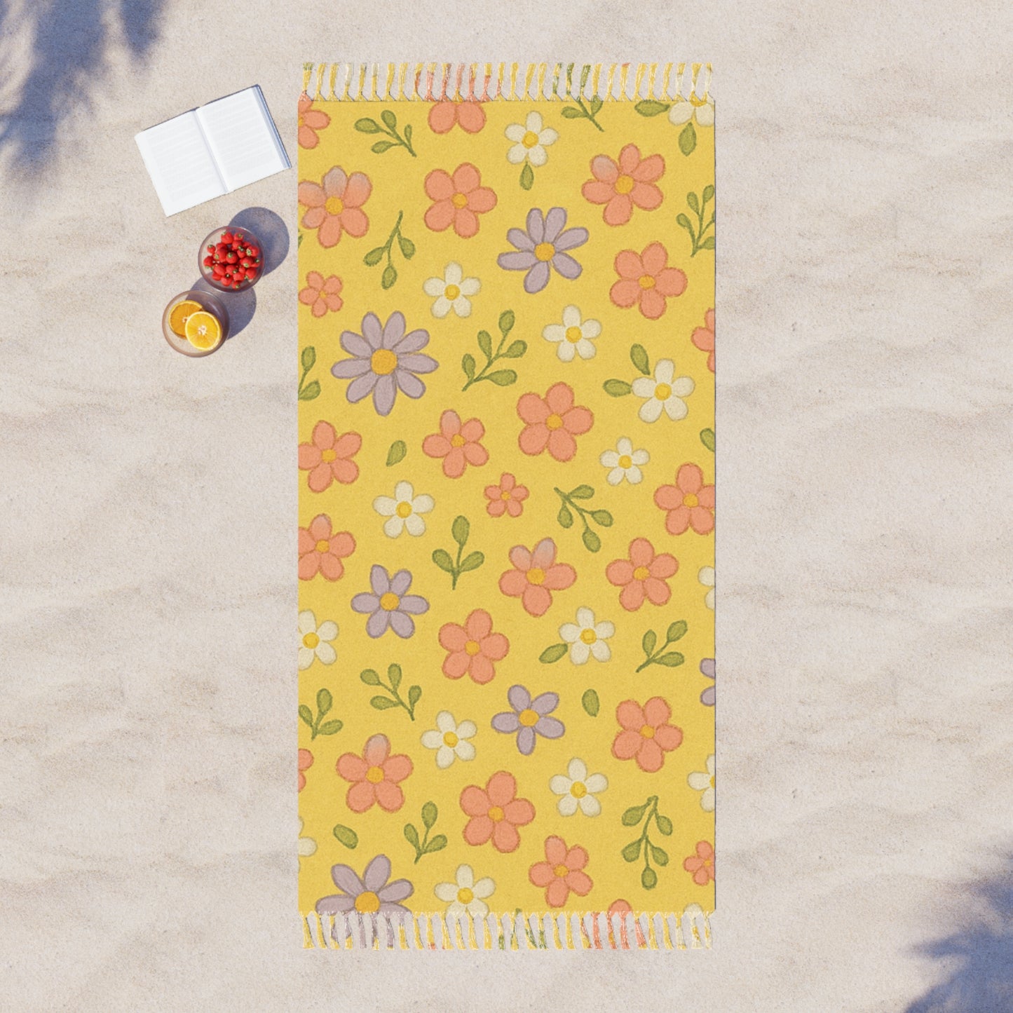 Yellow Floral Beach Blanket