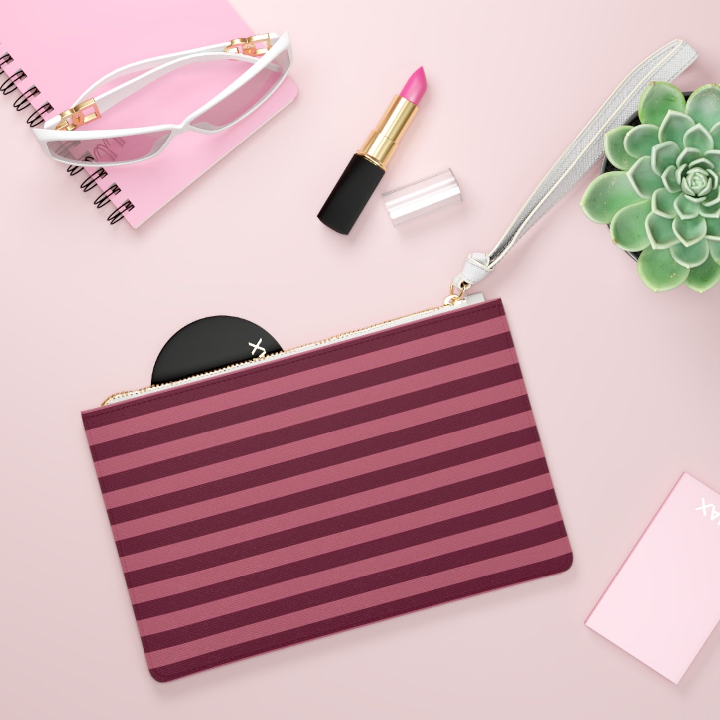 Burgundy Striped Clutch Bag