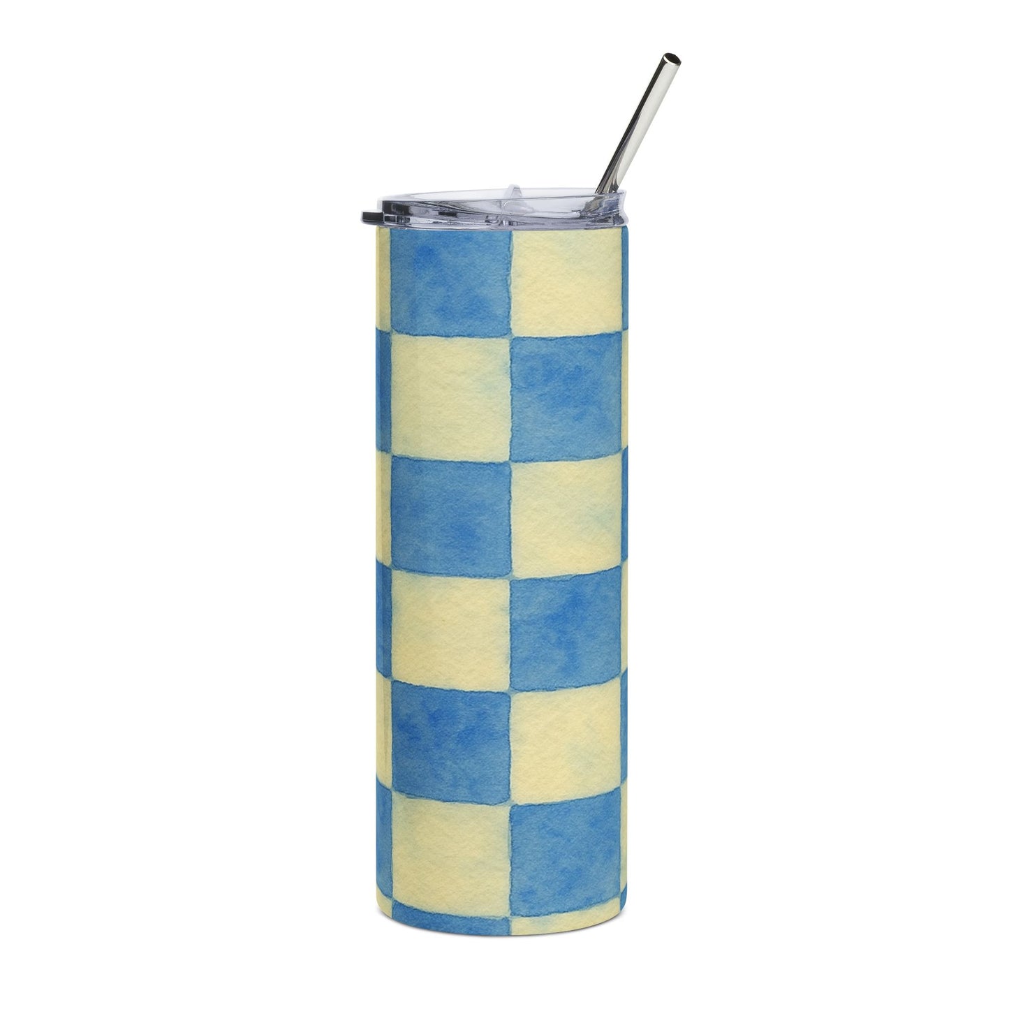 Blue Checkered Tumbler