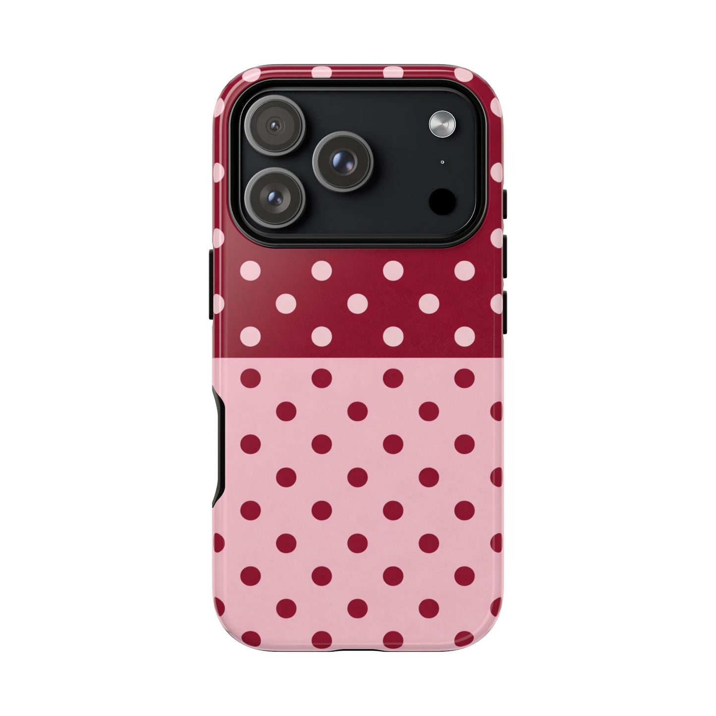 Two-Tone Polka Dot Case — Pink & Burgundy
