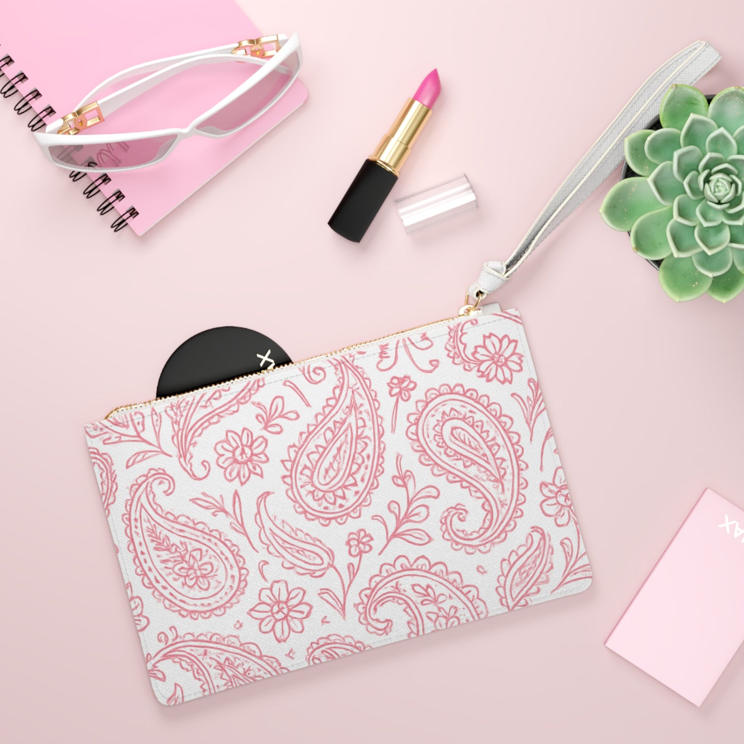 Pink Paisley Clutch Bag