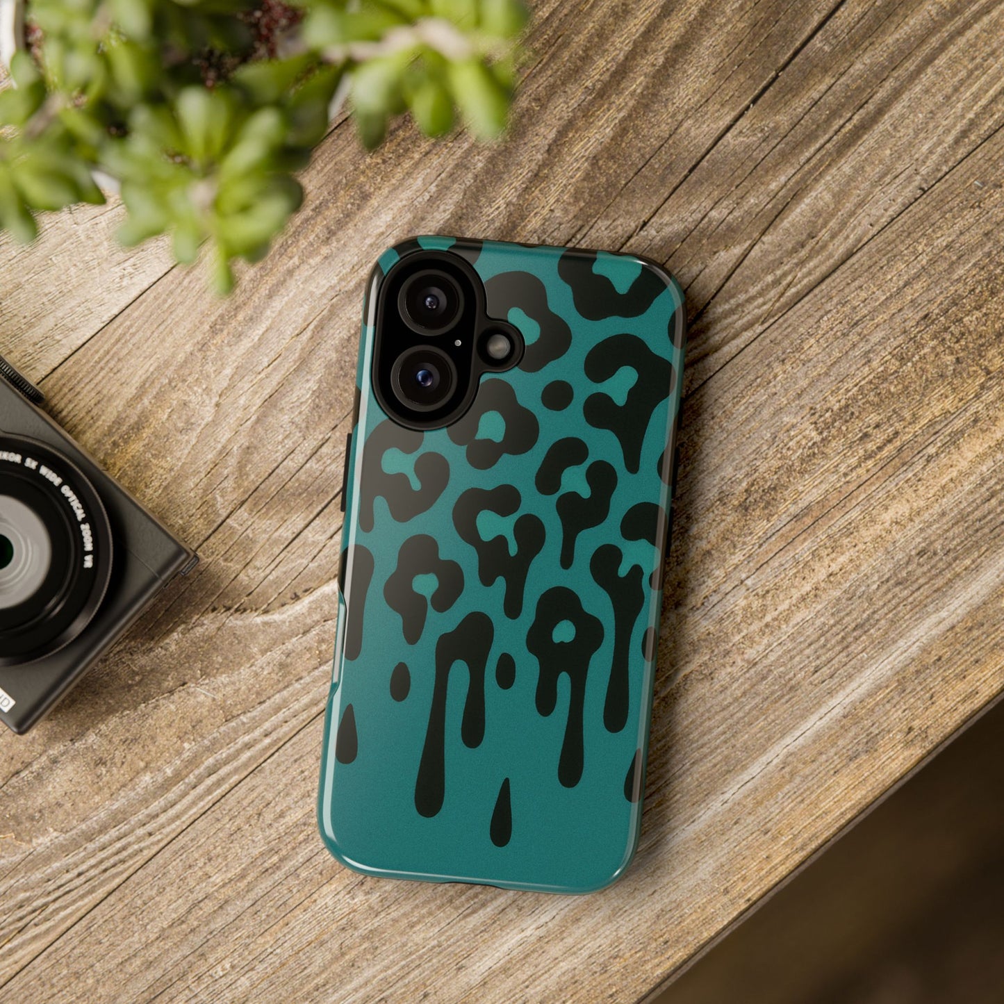 Blue Leopard Drip Phone Case