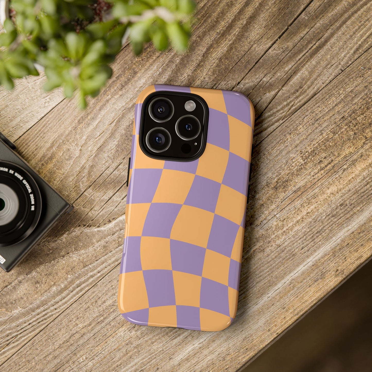Purple & Orange Checkered Phone Case