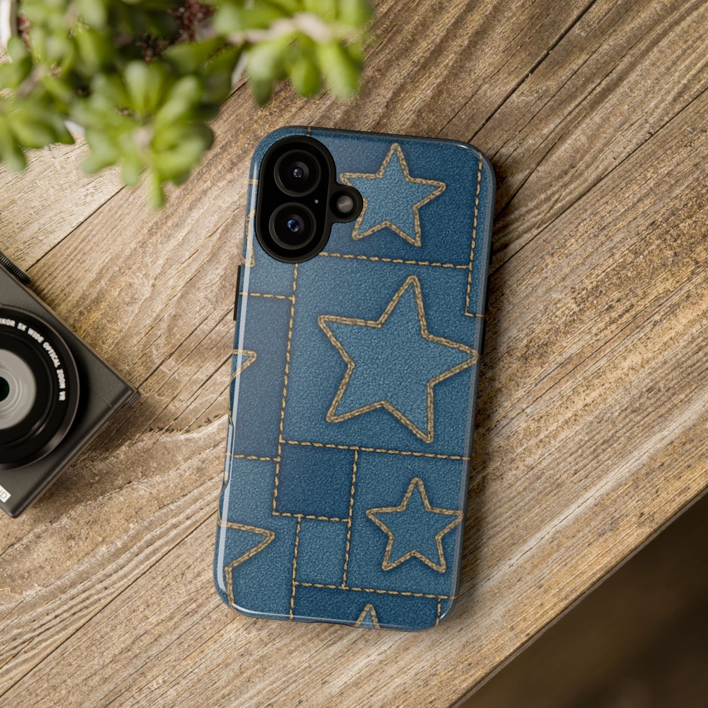 Denim Star Stitch Phone Case