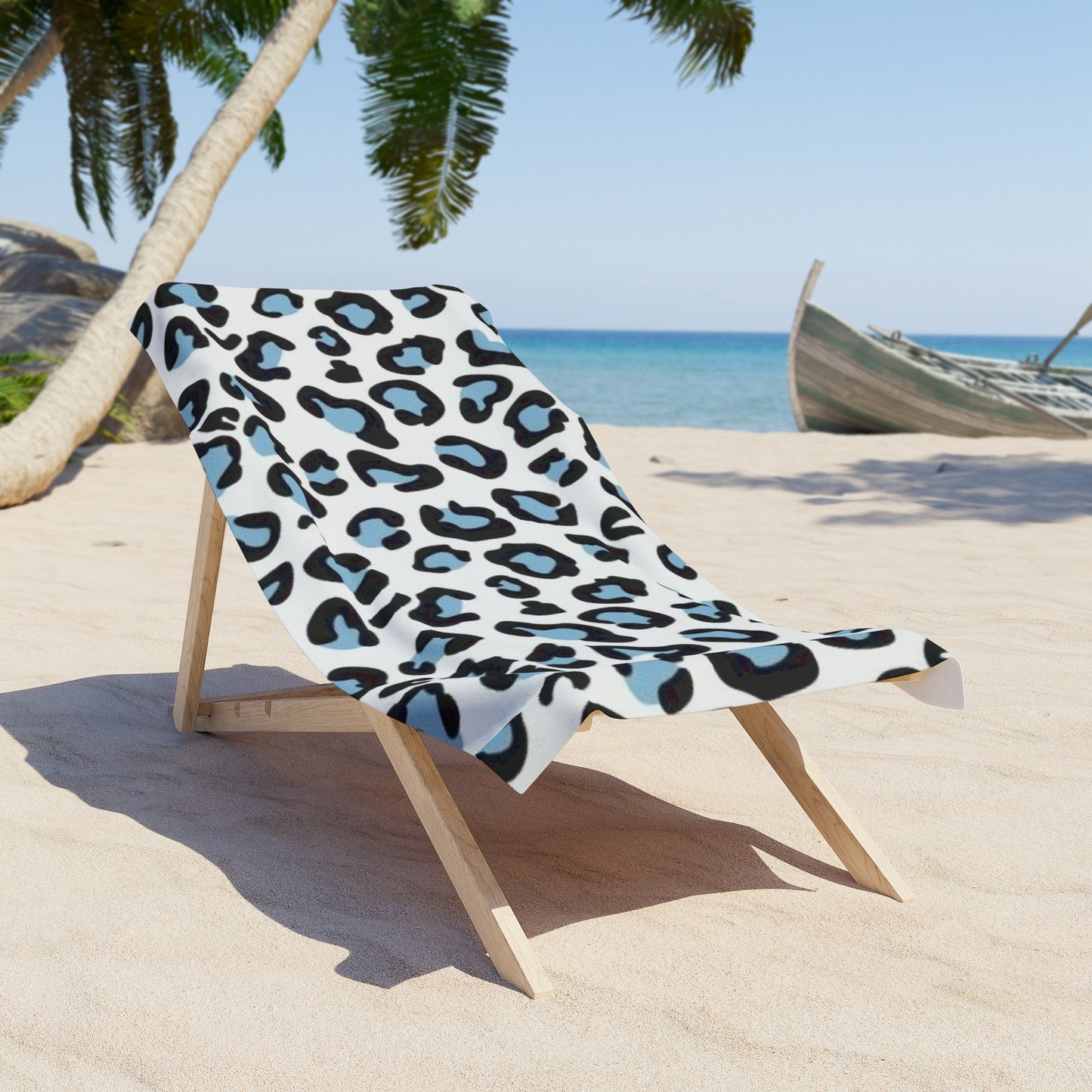 Light Blue Leopard Print Beach Towel