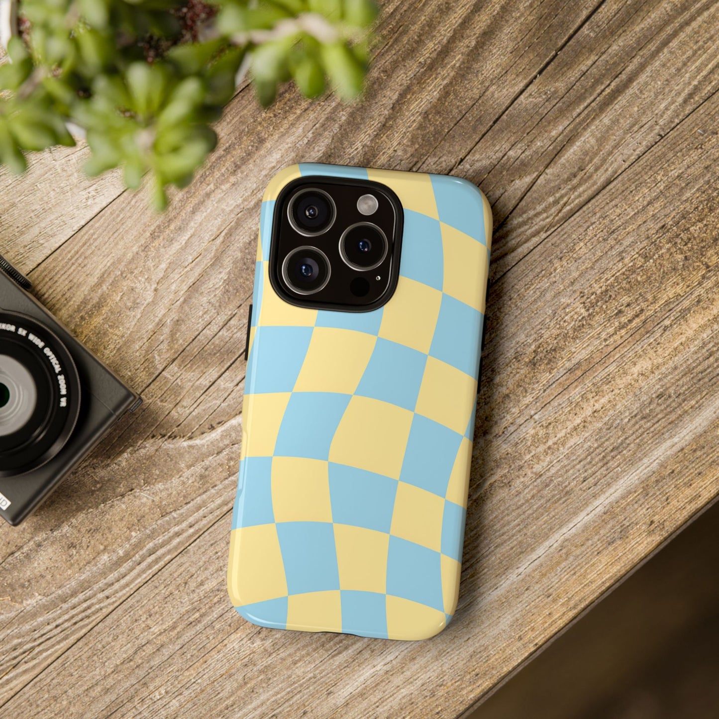 Blue & Yellow Checkered Phone Case