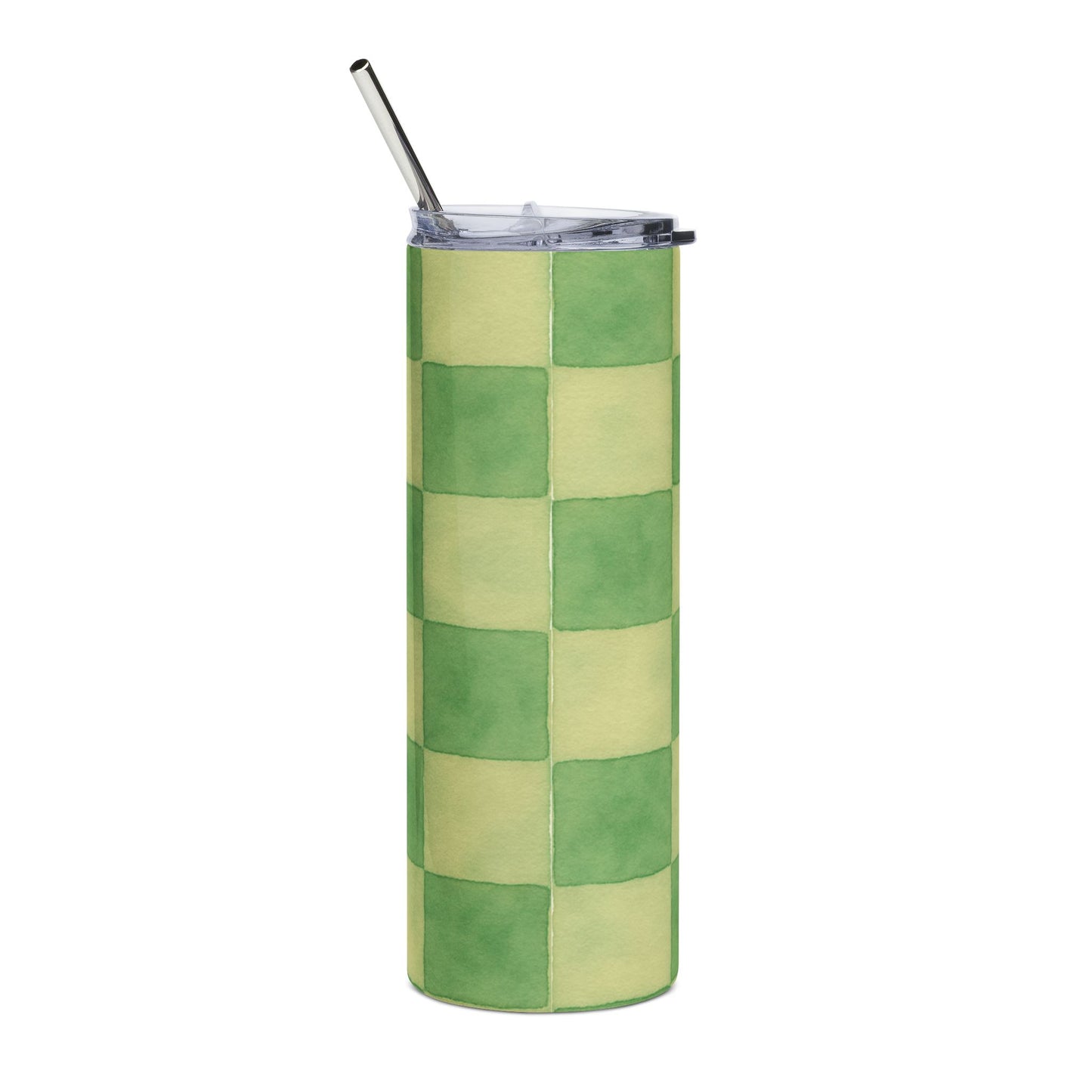 Green Checkered Stainless Steel Tumbler