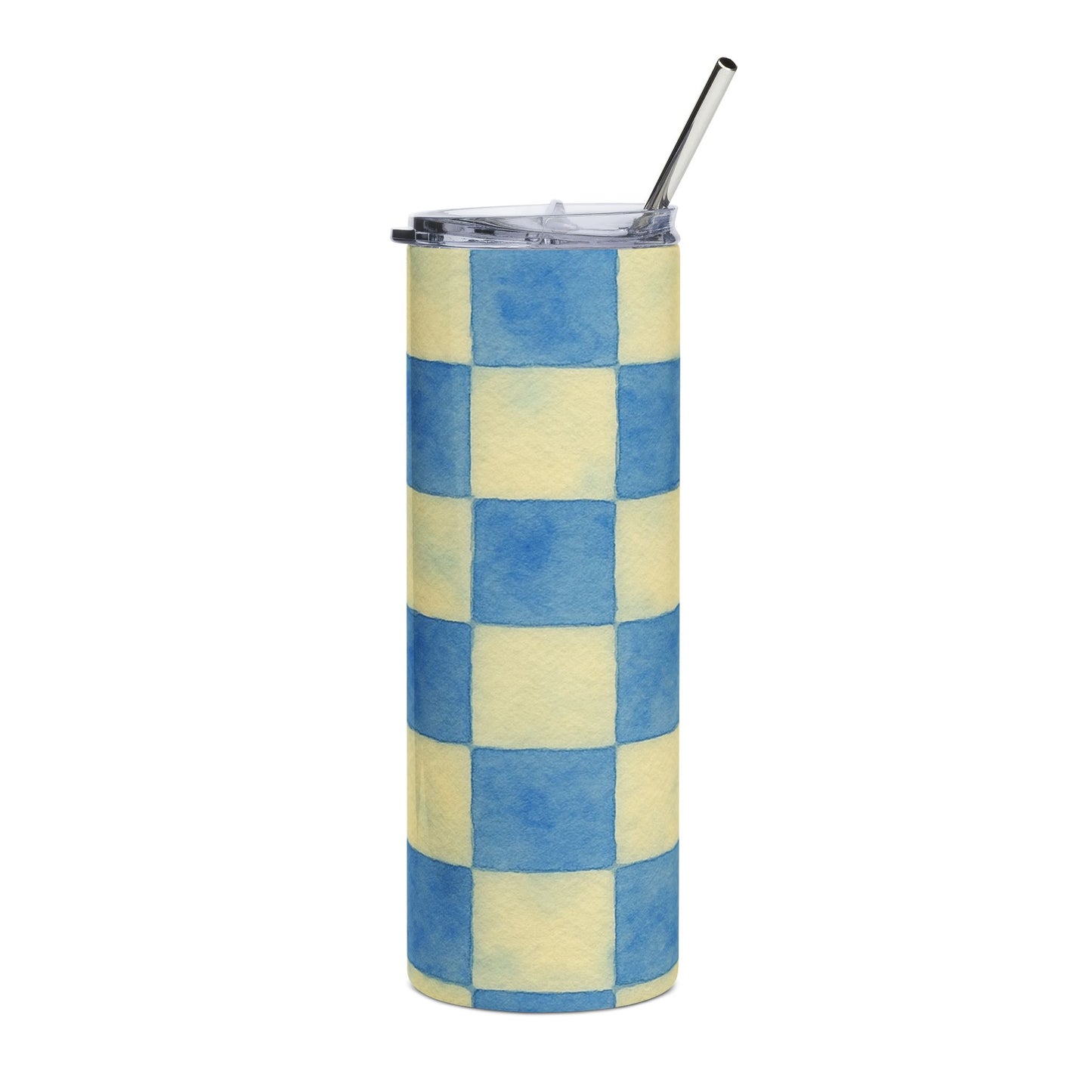 Blue Checkered Tumbler