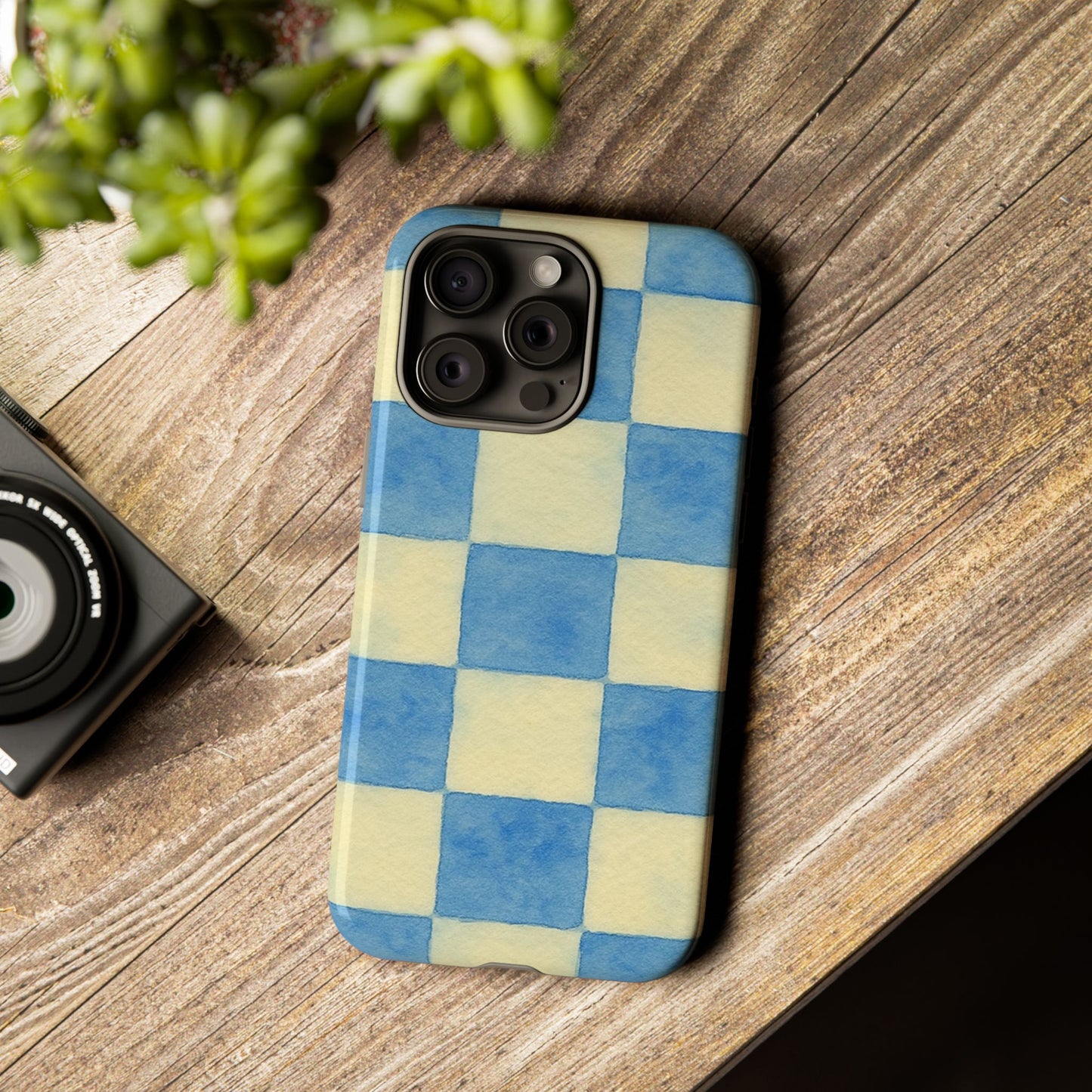 Blue Checkered Tough Phone Case