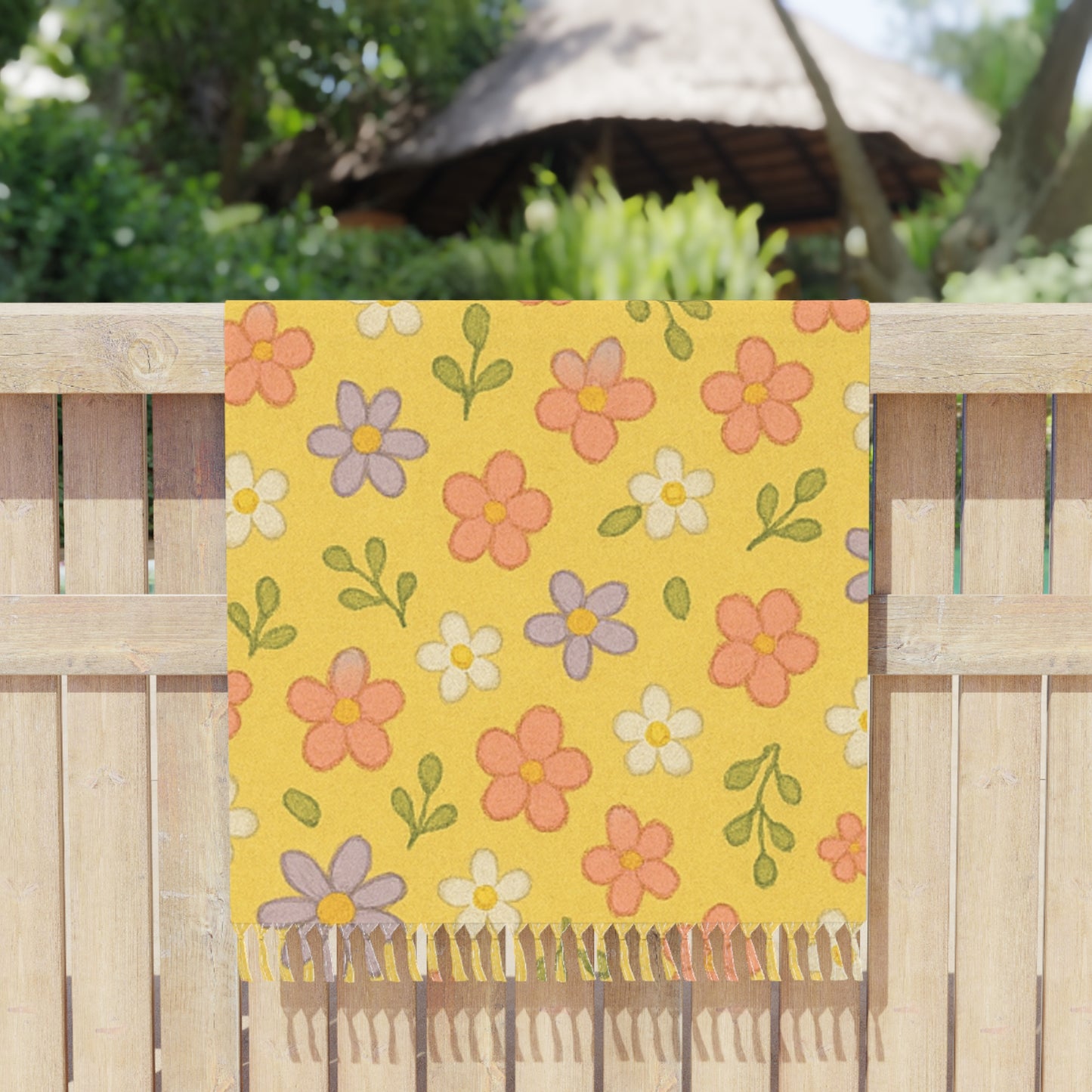 Yellow Floral Beach Blanket