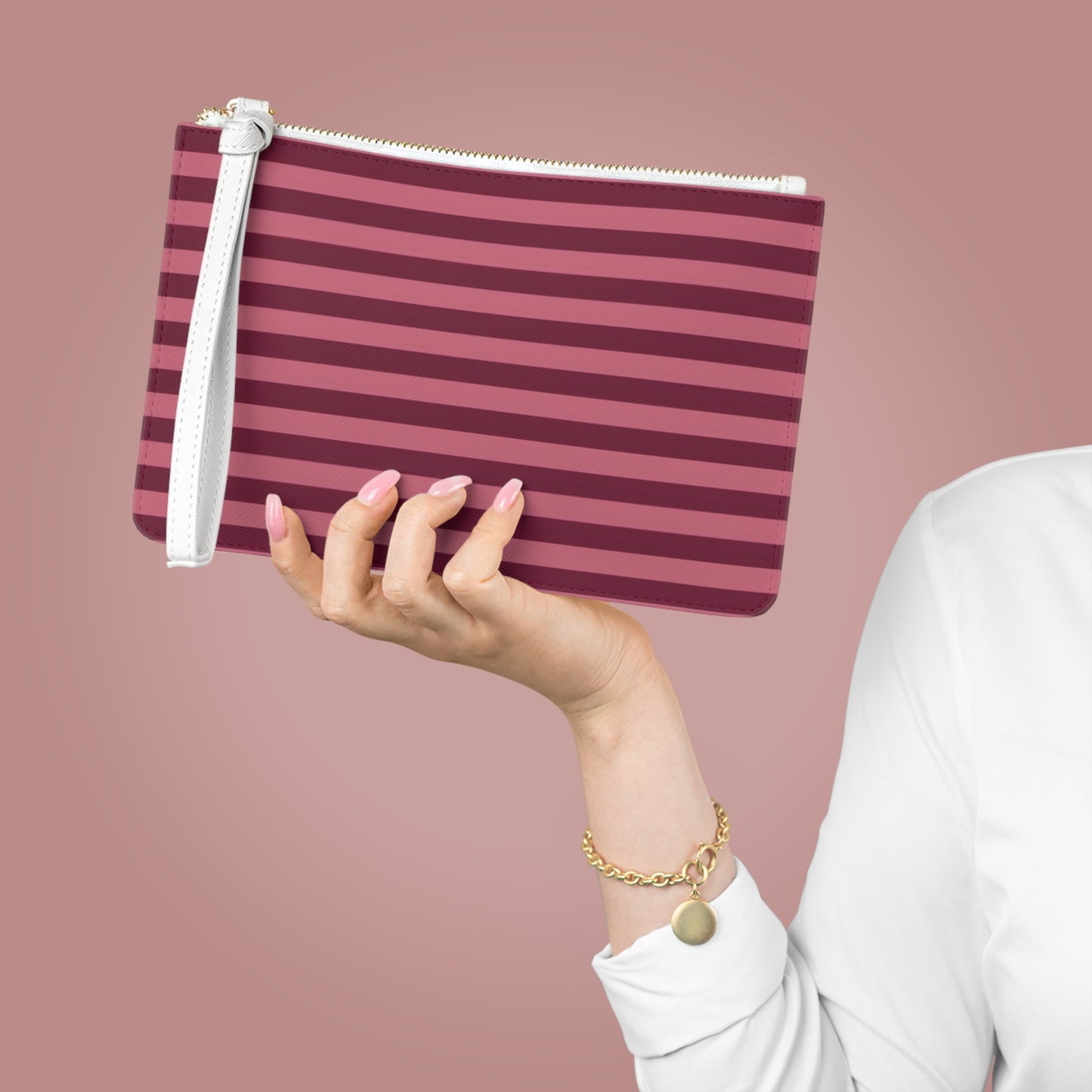 Burgundy Striped Clutch Bag