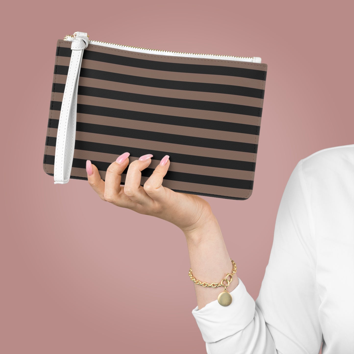 Black Striped Clutch Bag