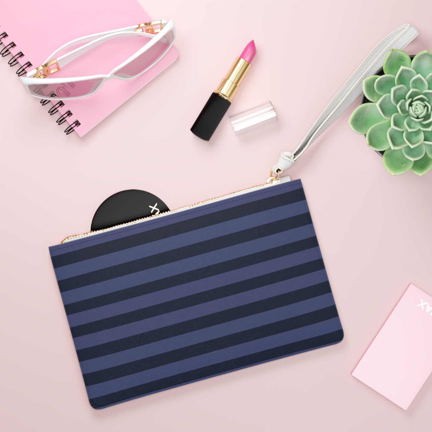 Navy Stripe Clutch Bag