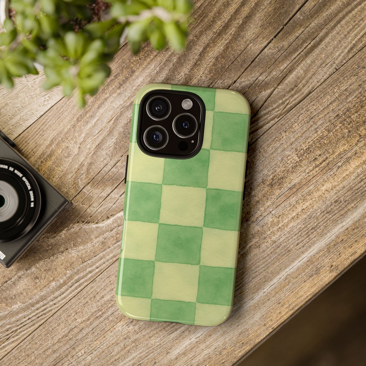 Green Checkered Phone Case