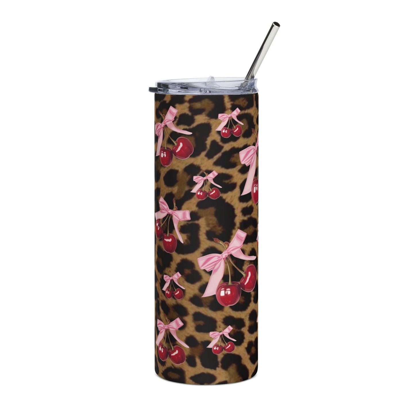 Cheetah Cherry Stainless Steel Tumbler, 20oz
