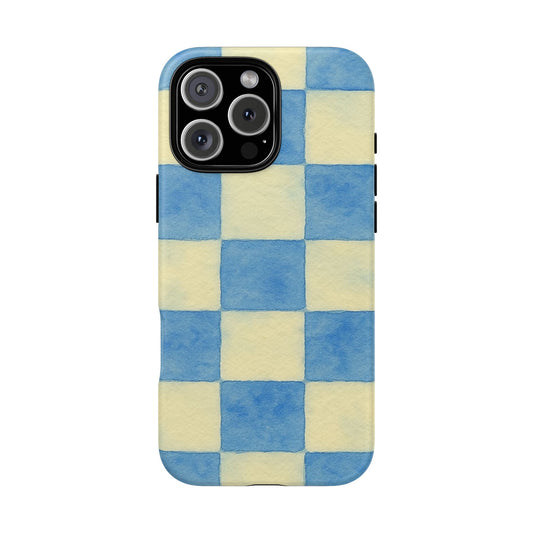 Blue Checkered Tough Phone Case