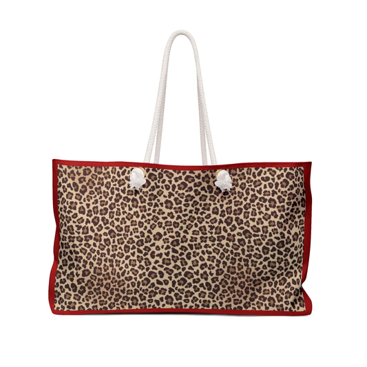 Red Leopard Print Weekender Bag