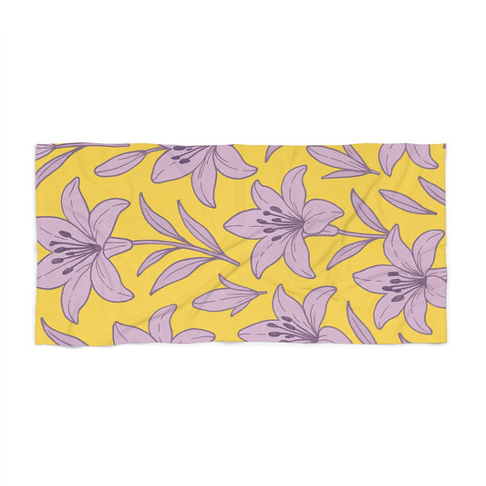 Purple Lily Beach Towel