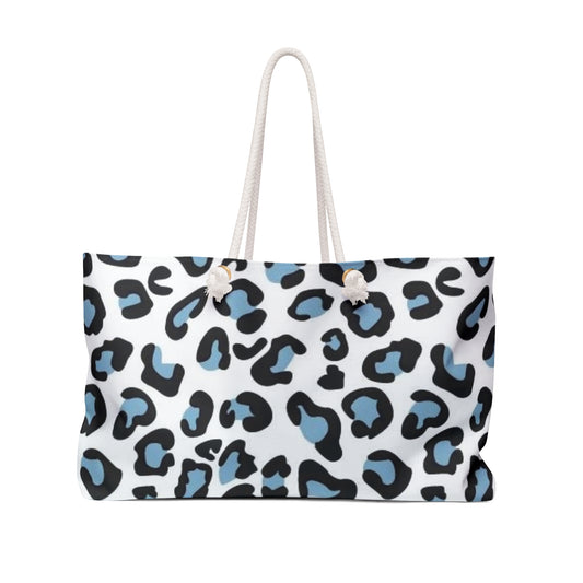 Light Blue Leopard Print Weekender Bag