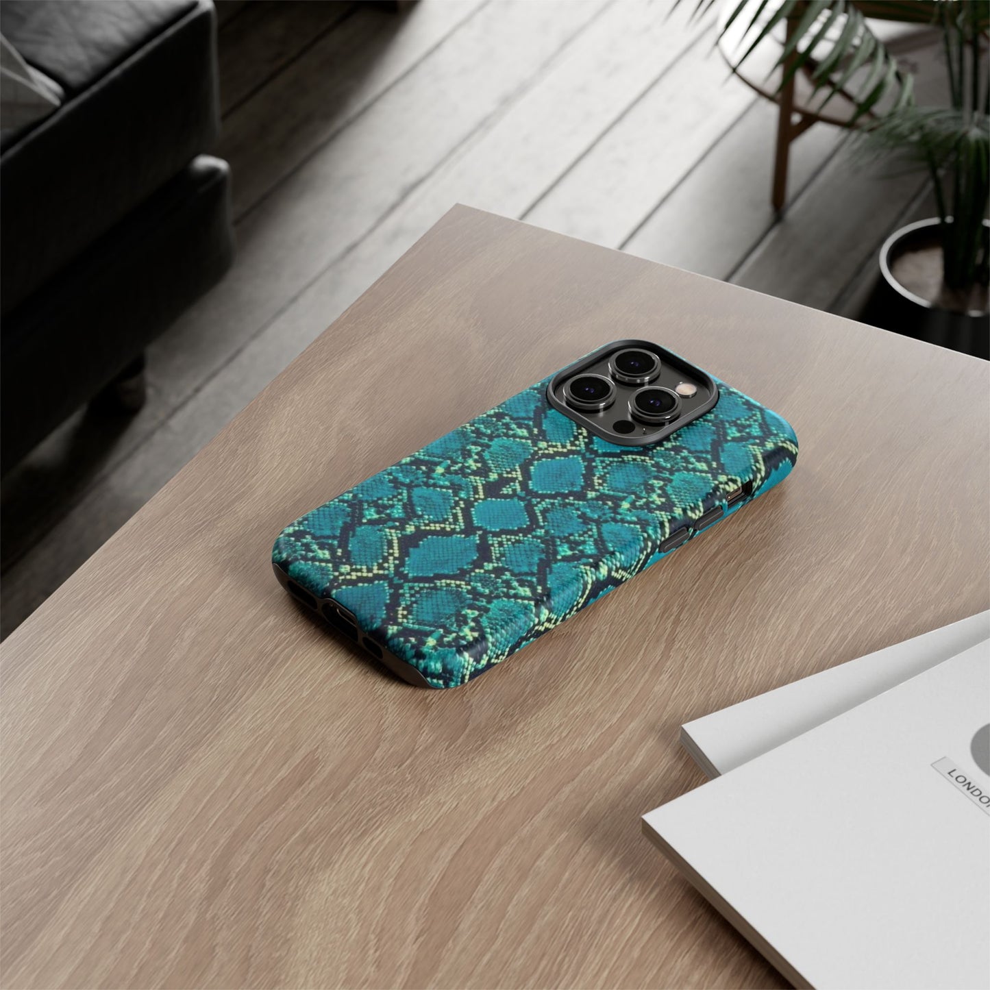 Blue Snake Skin Phone Case