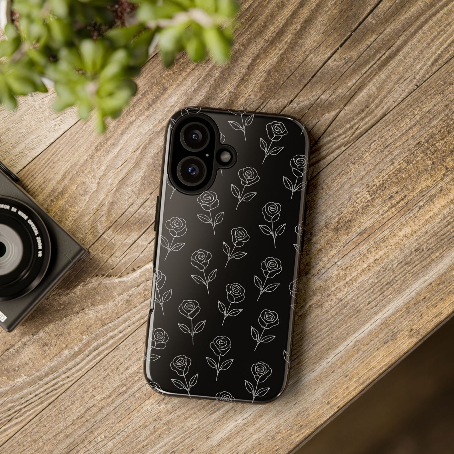 Black Dainty Floral Case