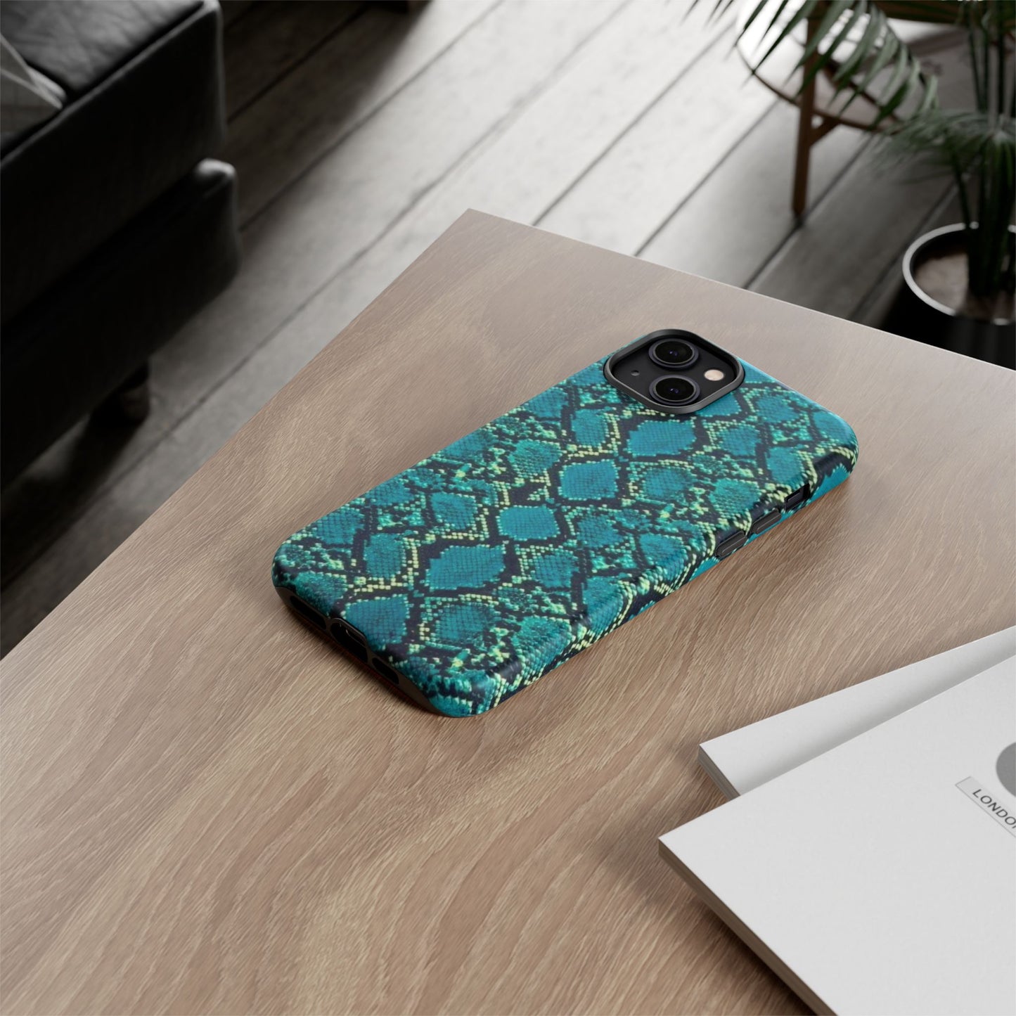 Blue Snake Skin Phone Case