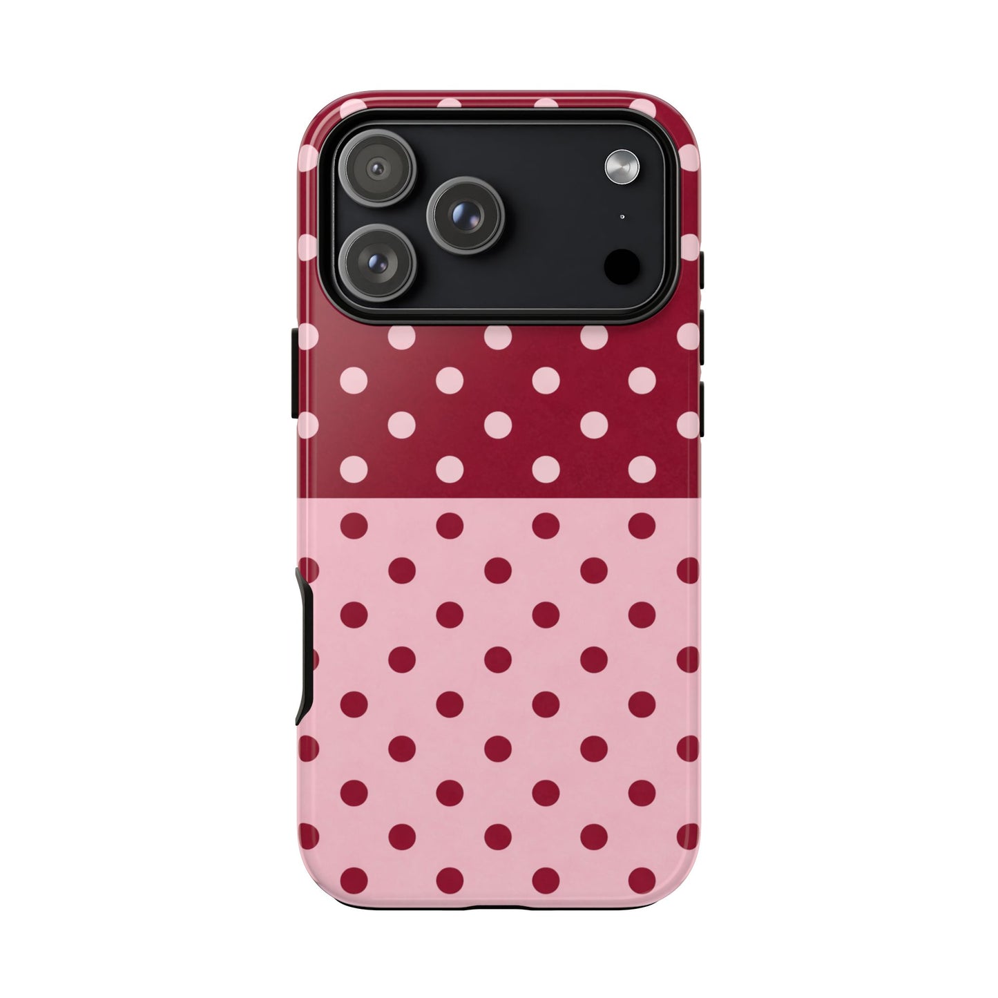 Two-Tone Polka Dot Case — Pink & Burgundy