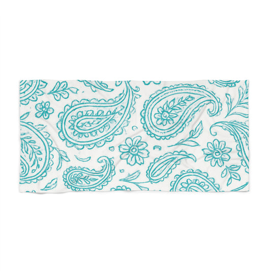 Blue Paisley Beach Towel