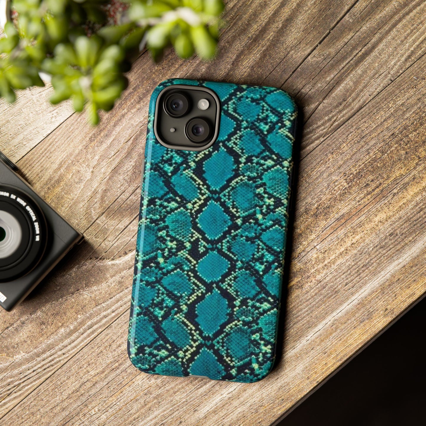 Blue Snake Skin Phone Case