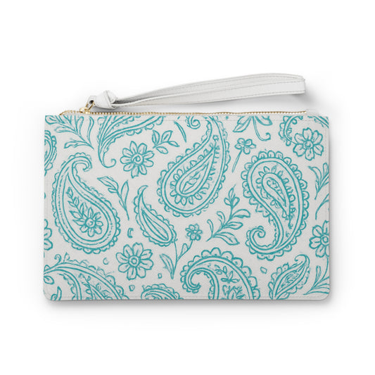 Blue Paisley Clutch Bag