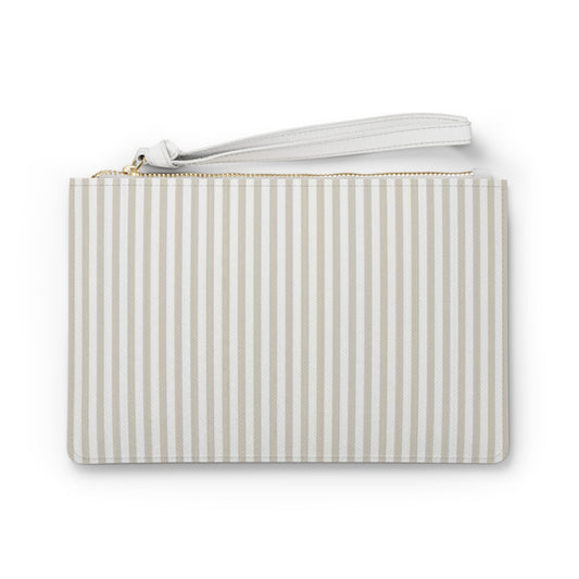 Beige Striped Clutch Bag