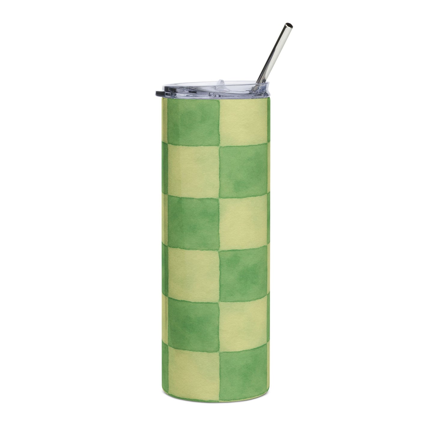 Green Checkered Stainless Steel Tumbler