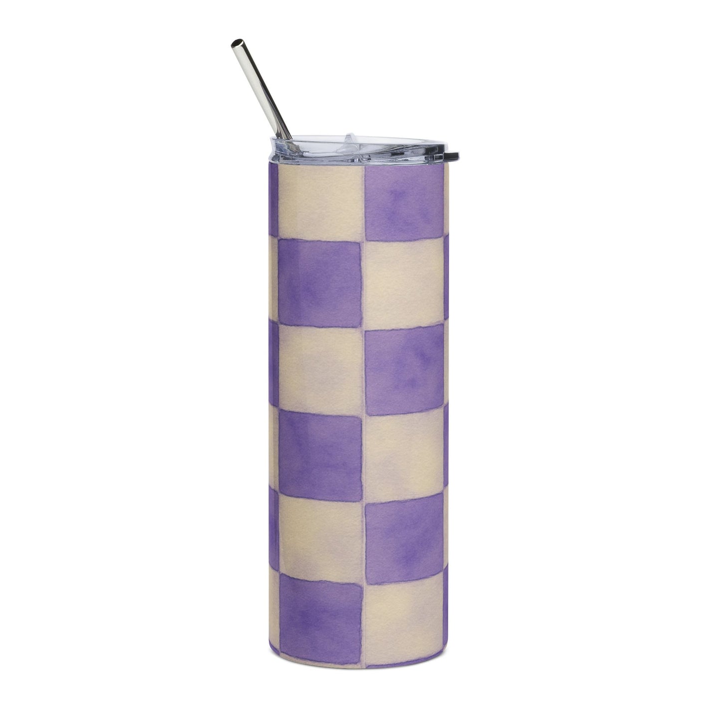 Purple Checkered Tumbler
