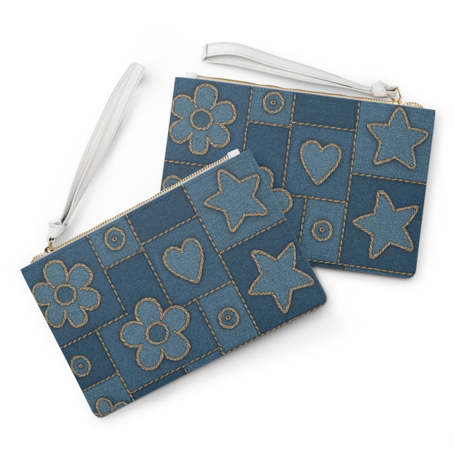 Denim Patchwork Clutch Bag