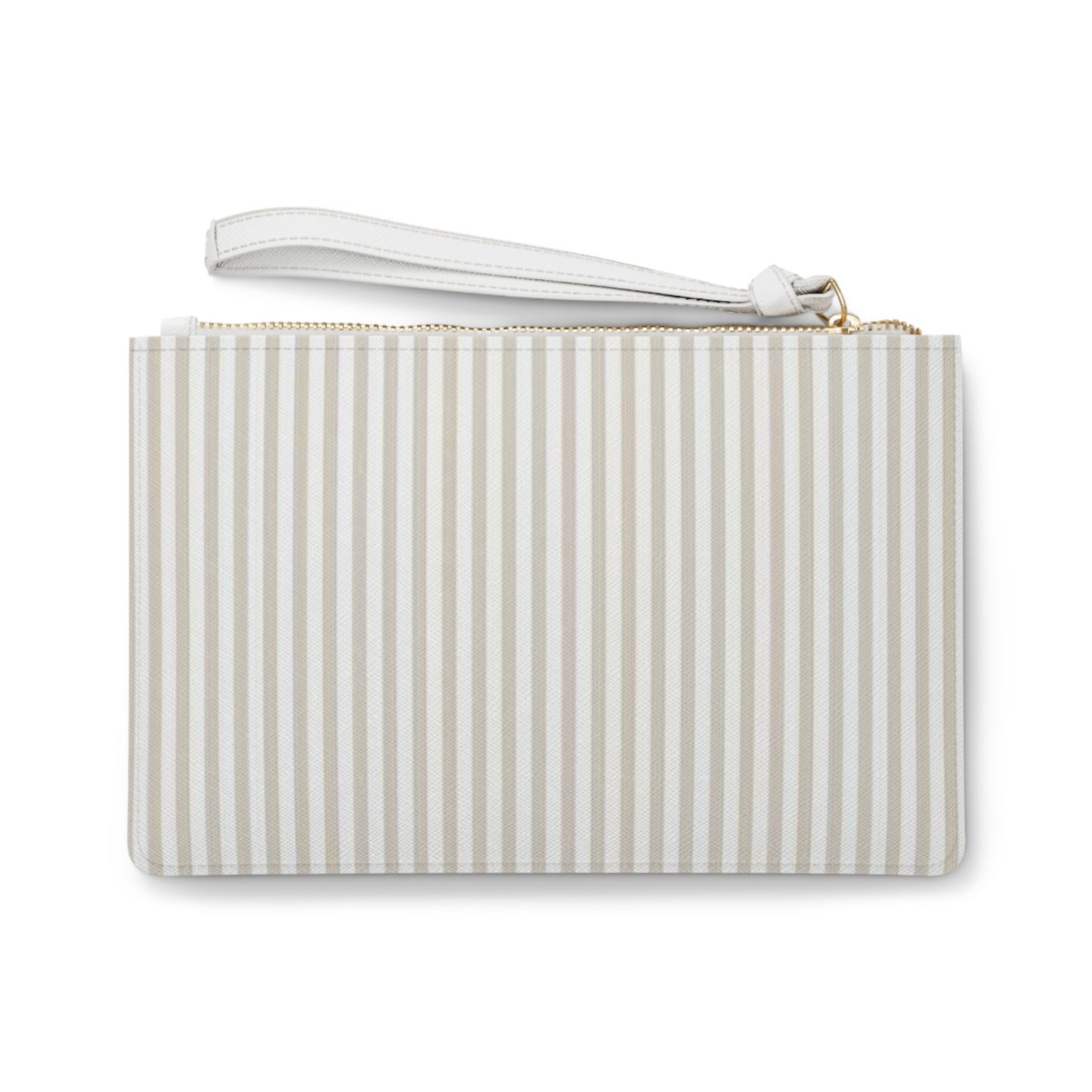 Beige Striped Clutch Bag