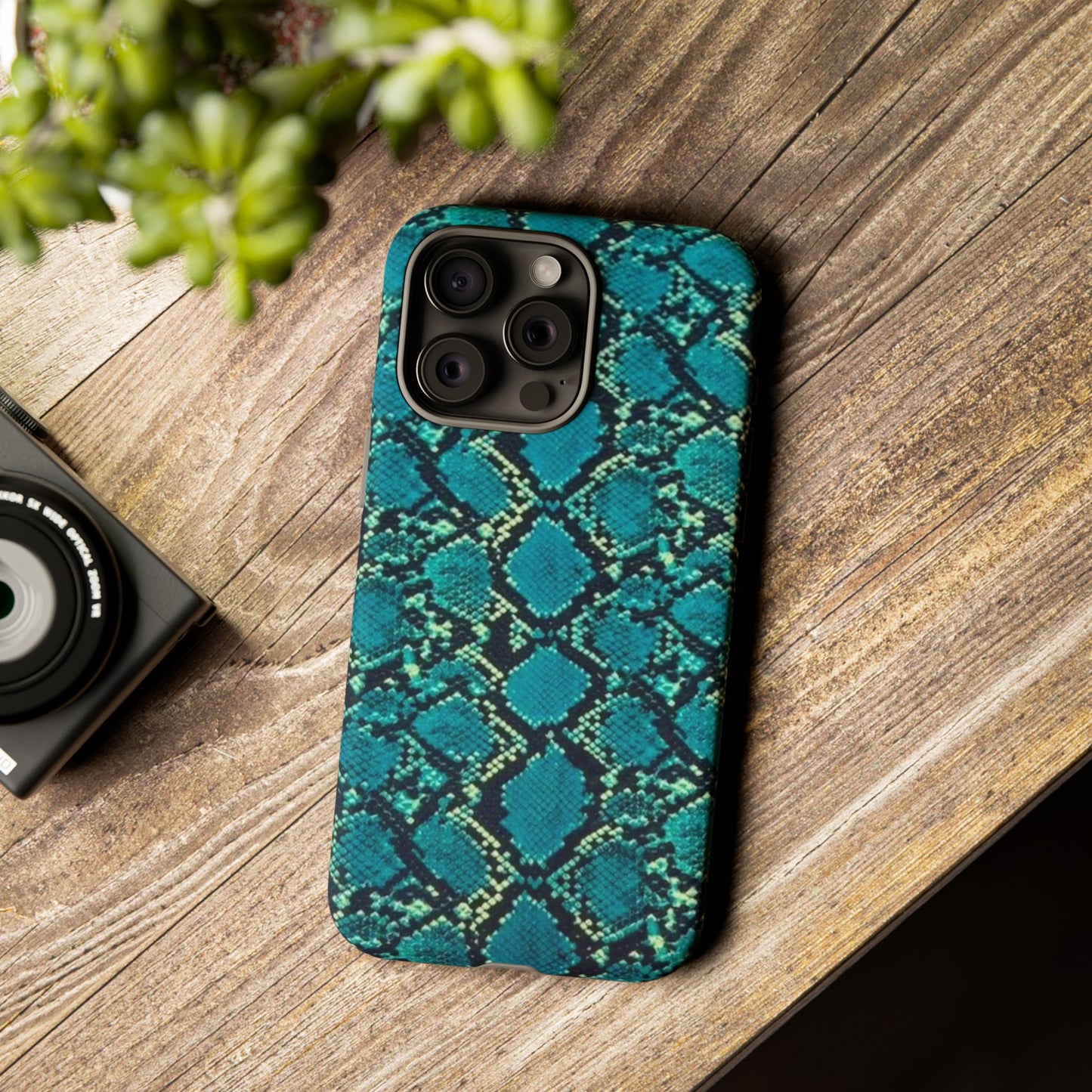 Blue Snake Skin Phone Case