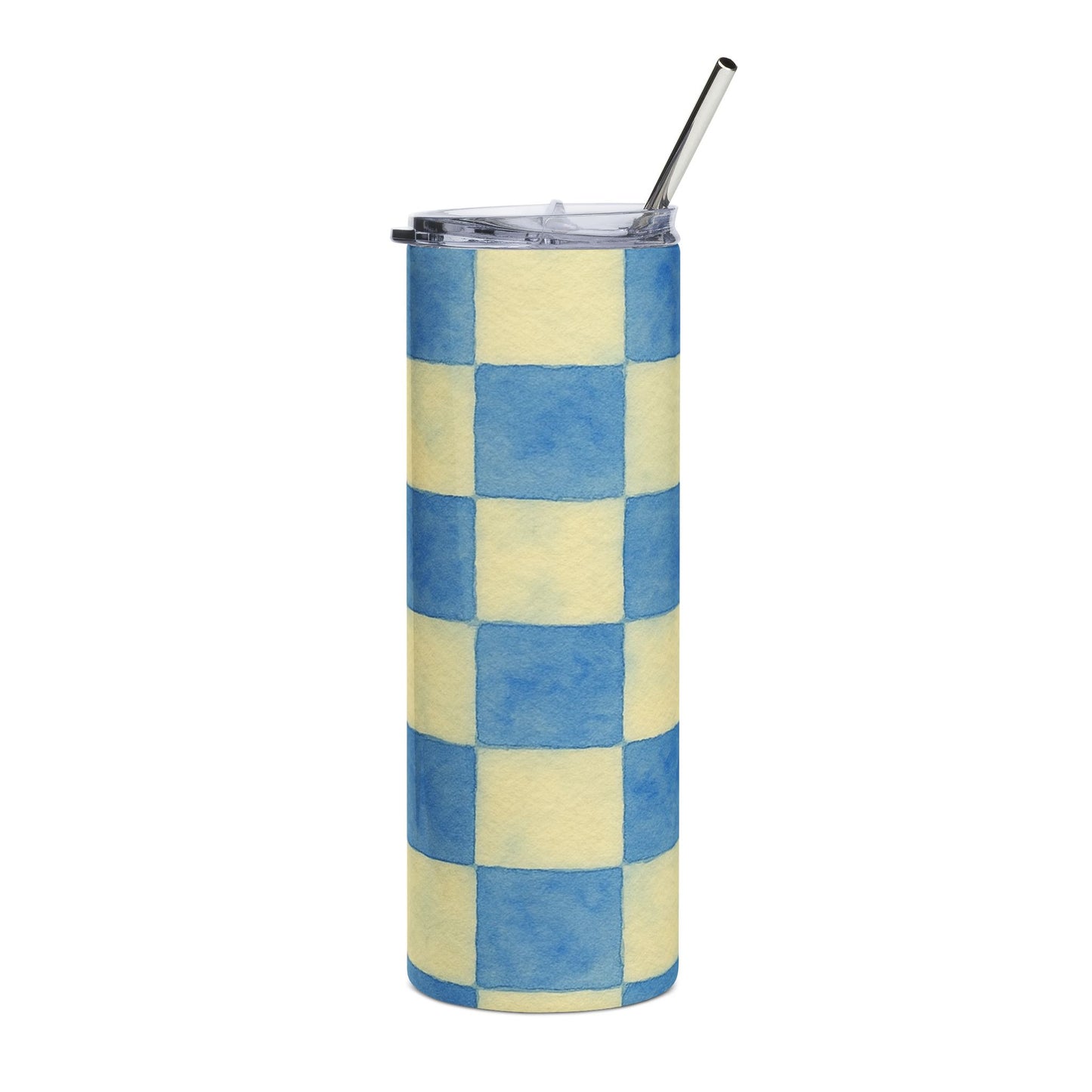 Blue Checkered Tumbler
