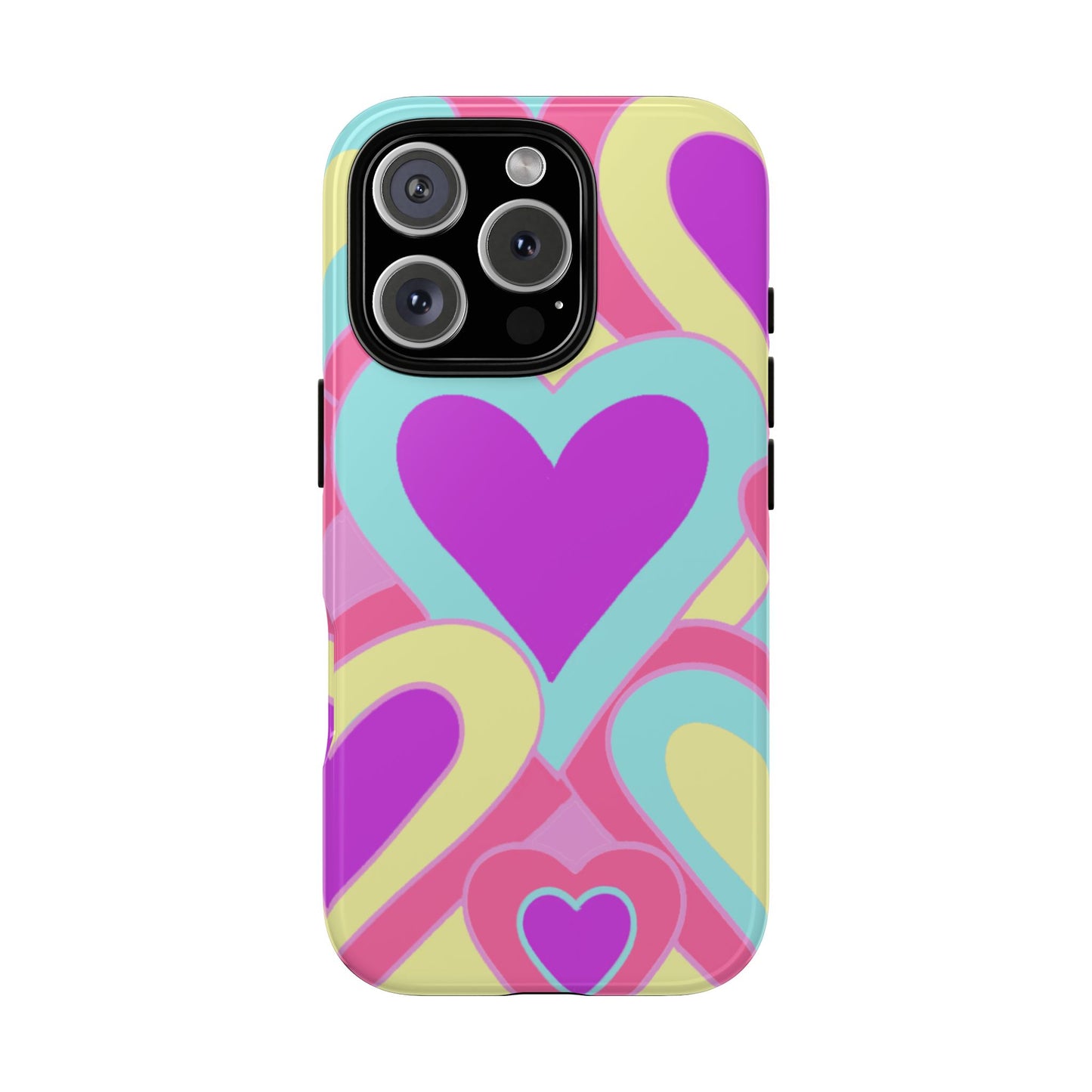 Purple Colorful Hearts Phone Case