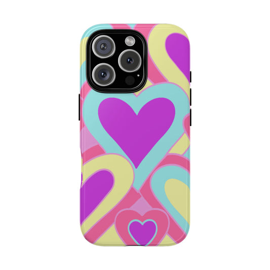 Purple Colorful Hearts Phone Case