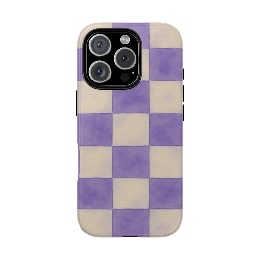 Purple Checkered Tough Phone Case