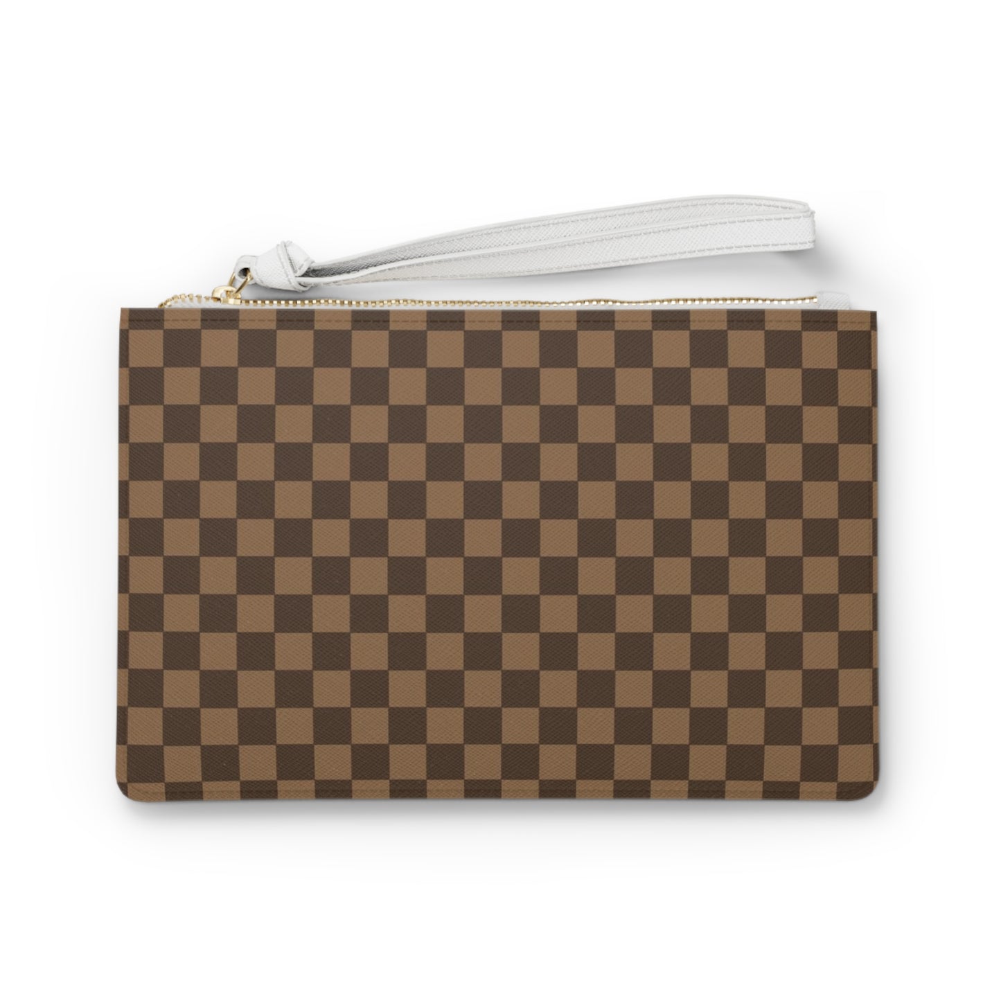 Brown Checkered Clutch Bag