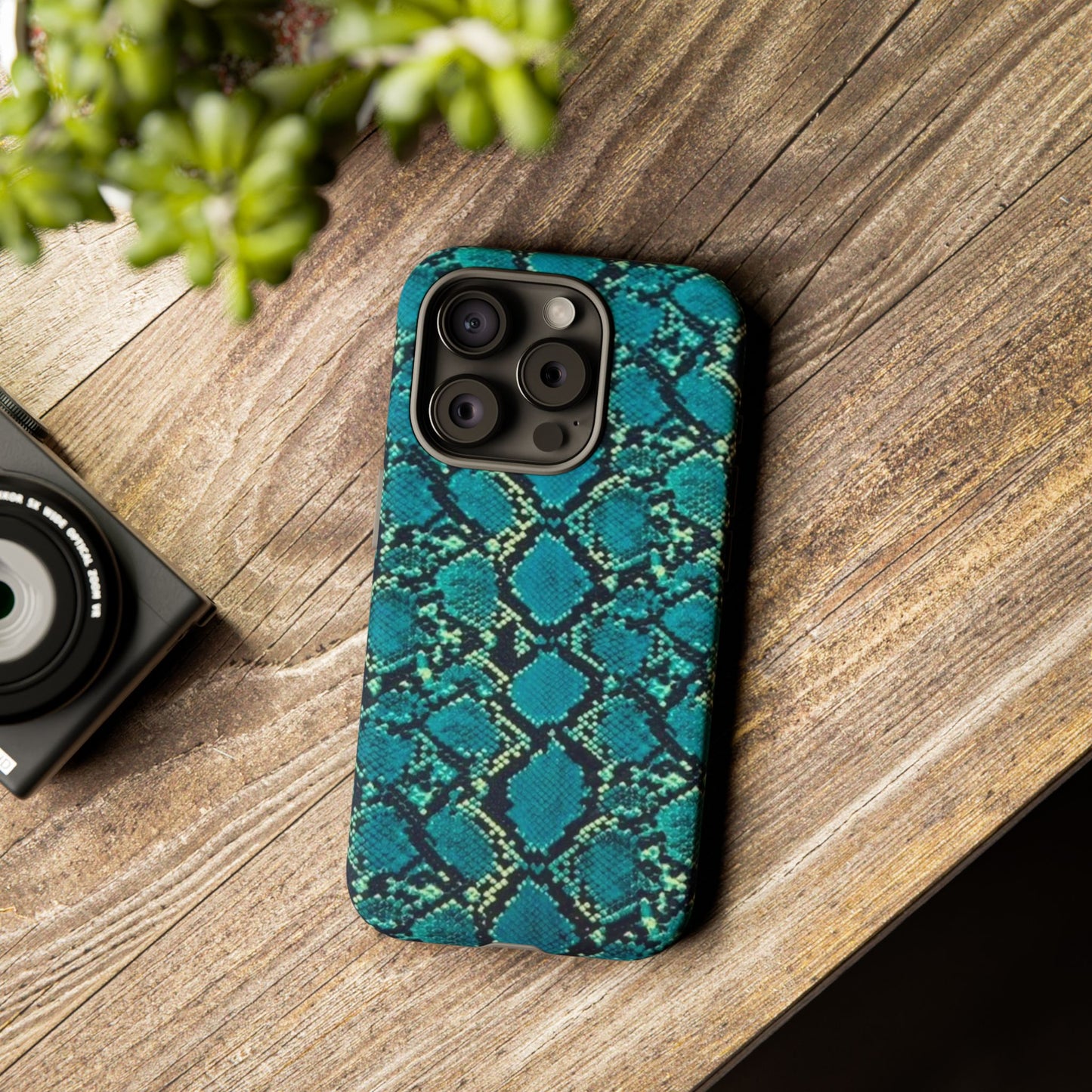 Blue Snake Skin Phone Case