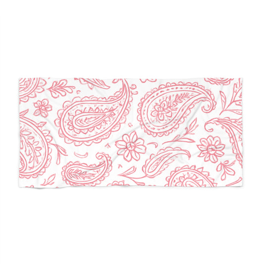 Pink Paisley Beach Towel
