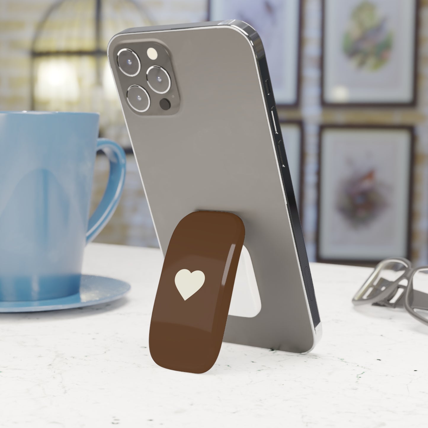 Brown Heart Phone Grip/Stand
