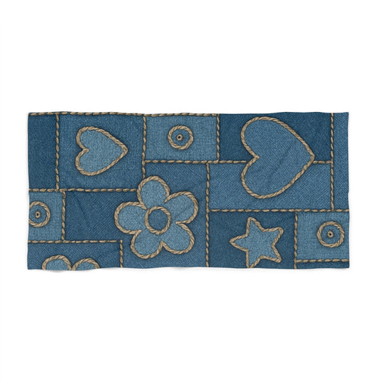 Denim Patchwork Beach Towel